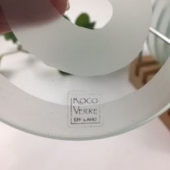 Round Glass Etched Coasters Set of 6 in Wood Holder Roco Verde England - Picture 3 of 6